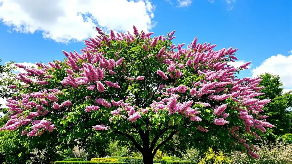 Deze boom met roze bloemen, een must-have om uw tuin te verfraaien en de waarde van uw erfgoed te versterken